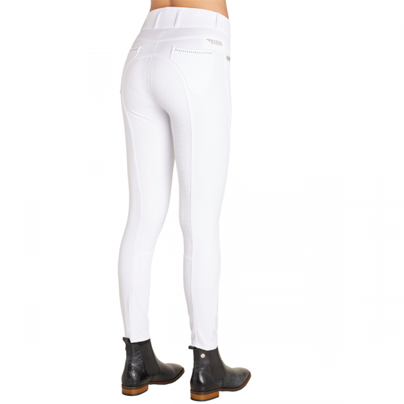Montar Lena Ladies Full Silicone Seat Breeches - White-1