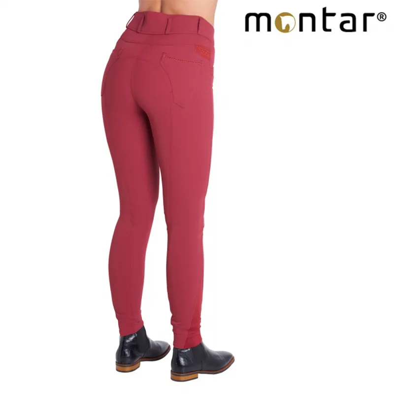 Montar Lena Yati Ladies Silicone Knee Patch Breeches - Red
