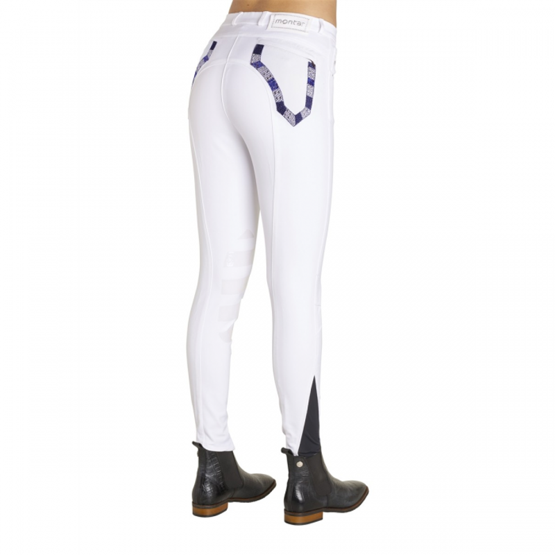 Montar Lily Ladies Silicone Knee Patch Breeches - White-1
