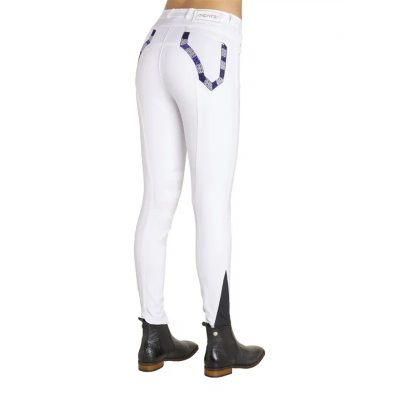 Montar Lily Ladies Silicone Knee Patch Breeches - White