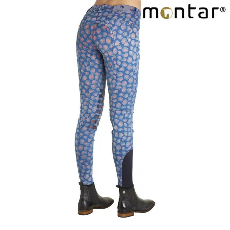 Montar Lis Denim Leopard Ladies Silicone Knee Patch Breeches