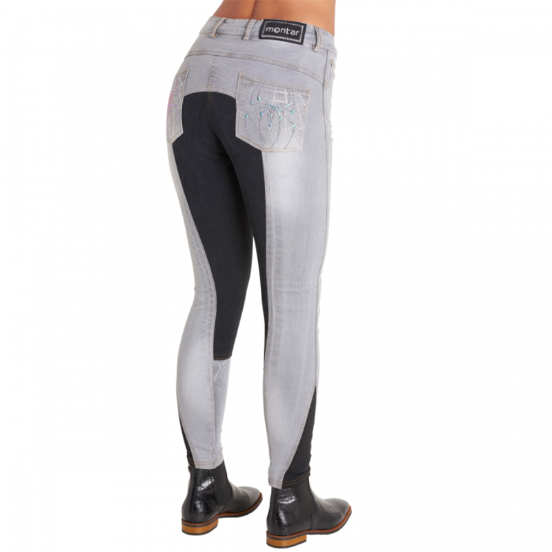 Montar Louise Spider Full Seat Ladies Breeches - Grey Denim-1