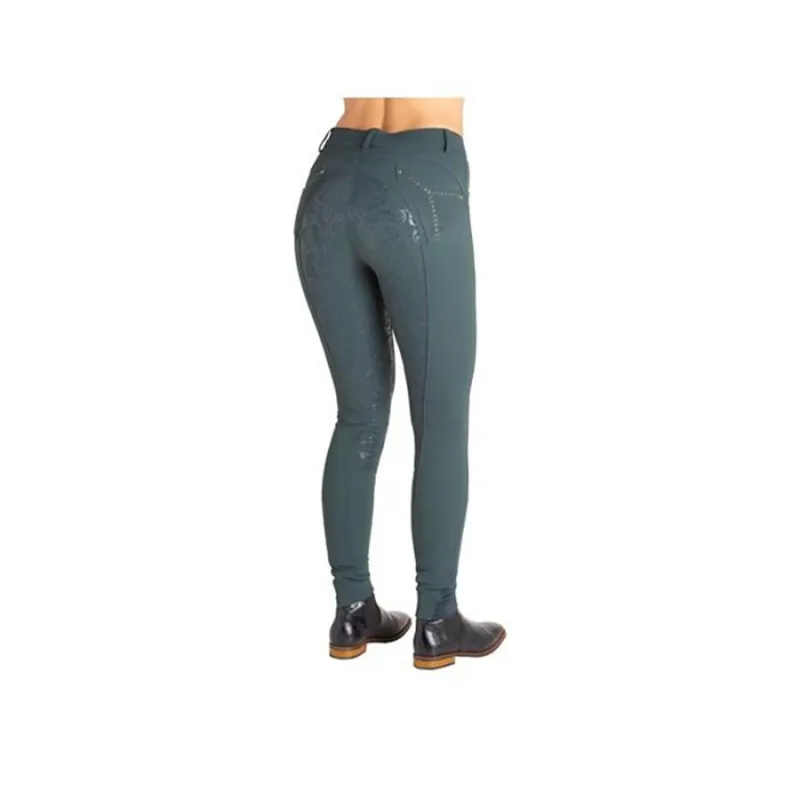 Montar Mila Ladies Full Silicone Seat Breeches - Dark Green-1