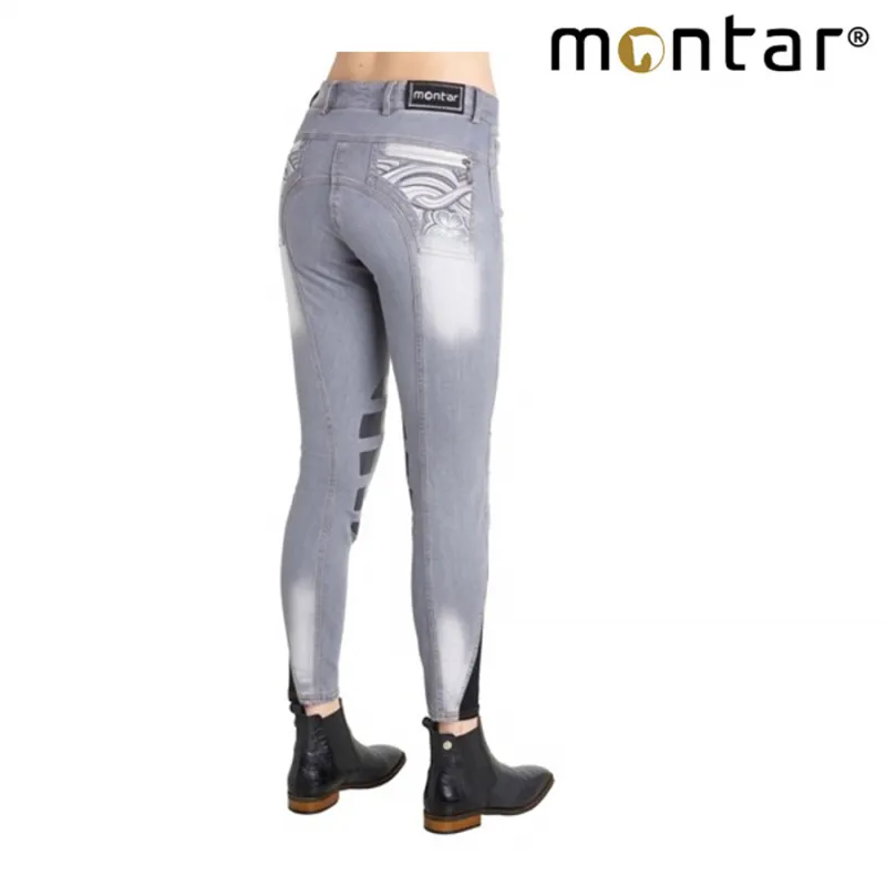 Montar Renee Ladies Silicone Knee Patch Breeches - Grey