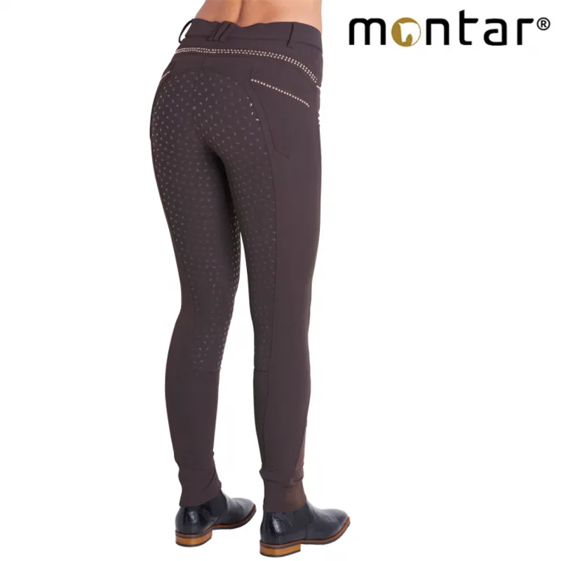 Montar Thea Rivet Band Ladies Full Silicone Seat Breeches - Brown
