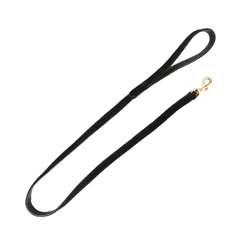 Benji and Flo Noble Suede Dog Lead - Black/Gold 