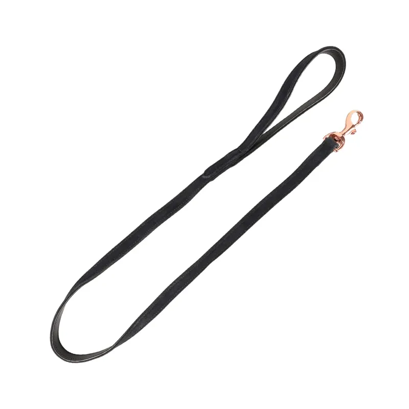 Benji and Flo Noble Suede Dog Lead - Navy/Rose Gold 