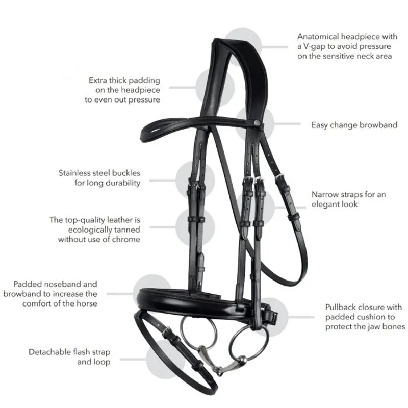 Montar Normandie Dressage Eco Leather Bridle - Brown-2