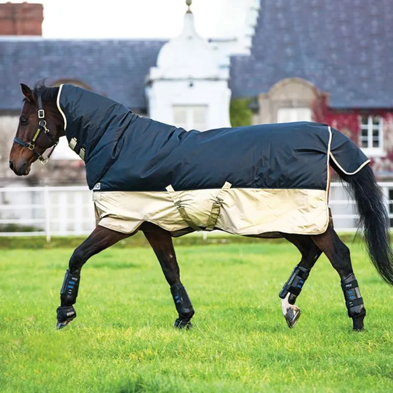 Amigo Mio One Piece Heavyweight Turnout Rug 350g - Navy/Tan