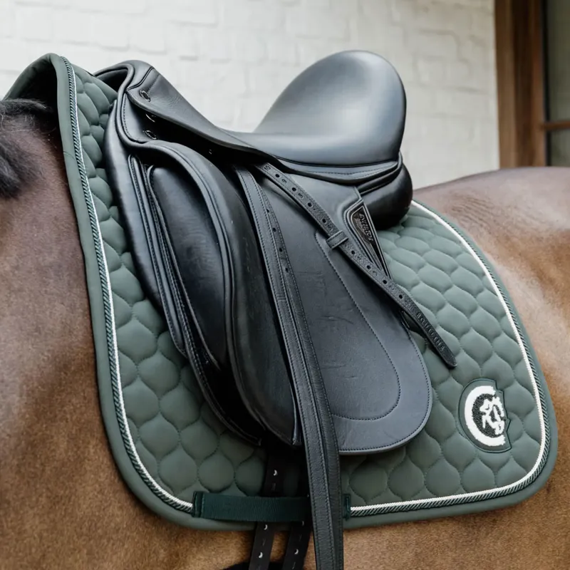 Kentucky Onion Quilt 3D Logo Dressage Saddlepad Full - Pine Green-1
