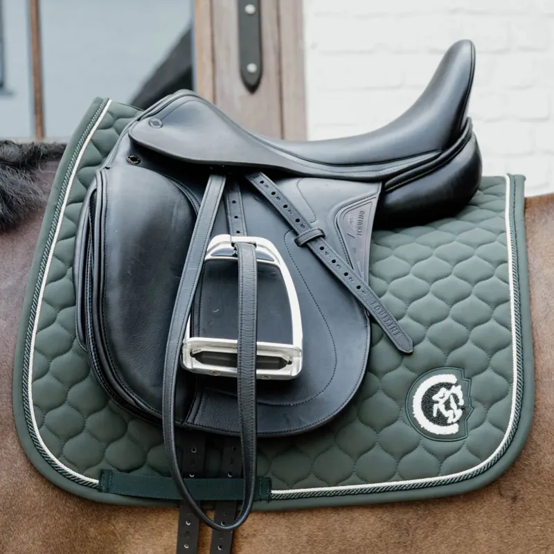Kentucky Onion Quilt 3D Logo Dressage Saddlepad Full - Pine Green