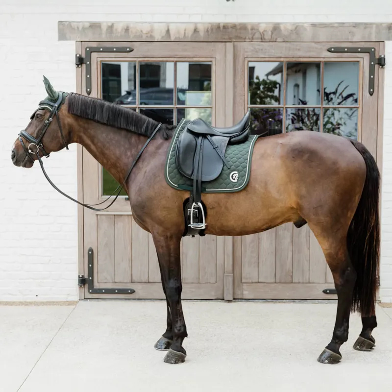 Kentucky Onion Quilt 3D Logo Dressage Saddlepad Full - Pine Green-2