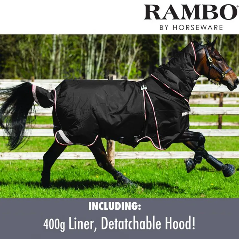 Horseware Rambo Optimo Turnout Rug Hood and 400g Liner Included