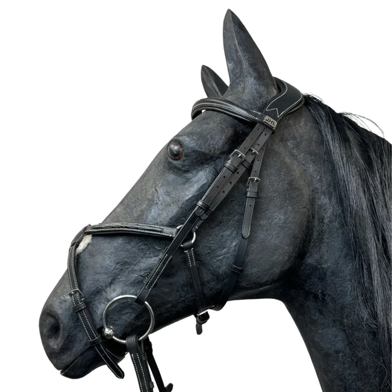 JHL Padded Fancy Stitch Grakle Bridle - Black