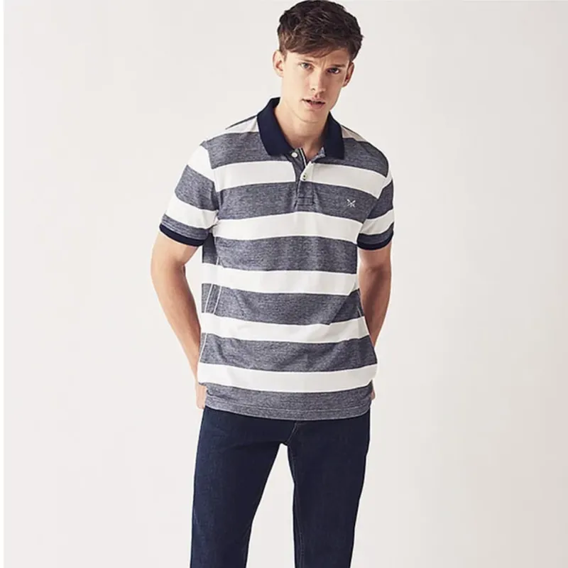 Crew Oxford Mens Polo - Navy White-2