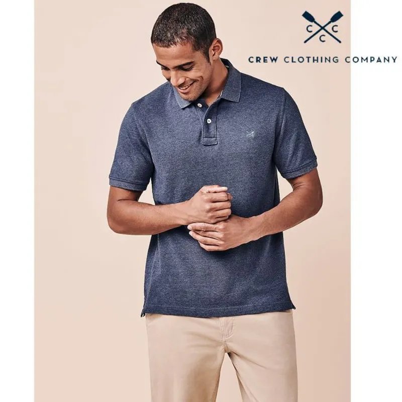 Crew Clothing Mens Classic Pique Polo Shirt - Steel Blue Marl