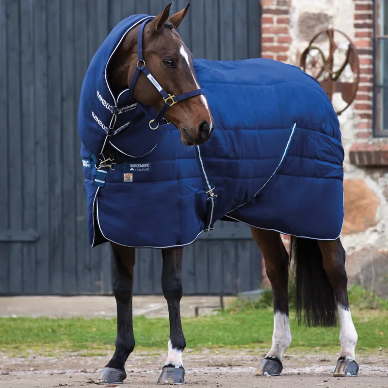 Horseware Rambo 450g Stable Plus Rug with Vari-Layer - Navy/White