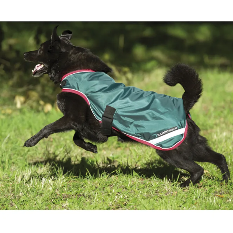 Horseware Rambo Waterproof Dog Rug Coat With 100g Detachable Liner - Green/Red