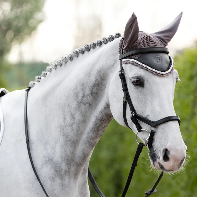 Horseware Rambo Ear Net - Driftwood/Black/White