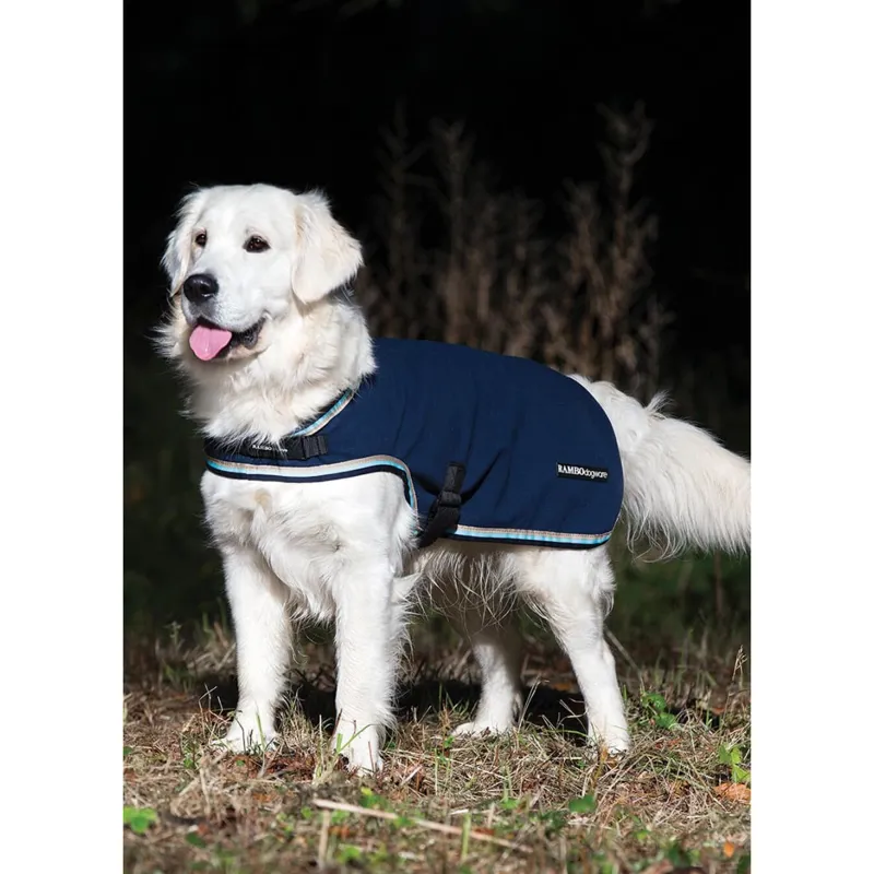 Horseware Rambo Waterproof Fleece Dog Rug Coat - Navy/Beige/BBlue/Navy