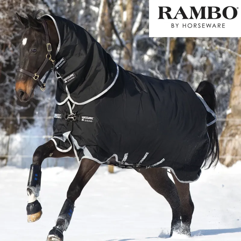 Horseware Rambo Supreme Mediumweight Turnout Rug with Vari-Layer 250g - Black/Silver