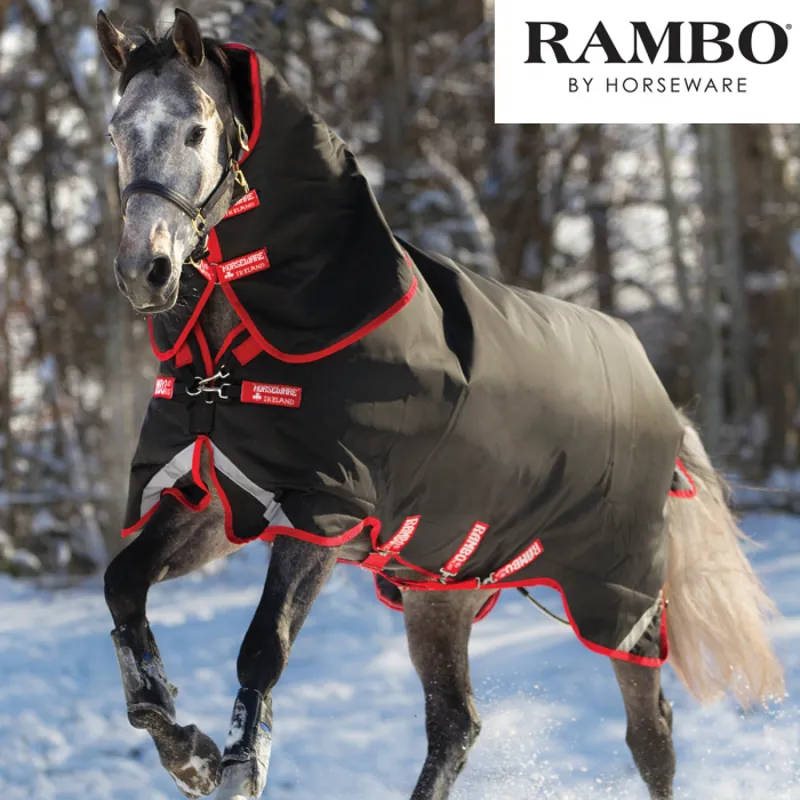 Horseware Rambo Supreme Heavyweight Turnout with Vari-Layer 450g - Black/Red