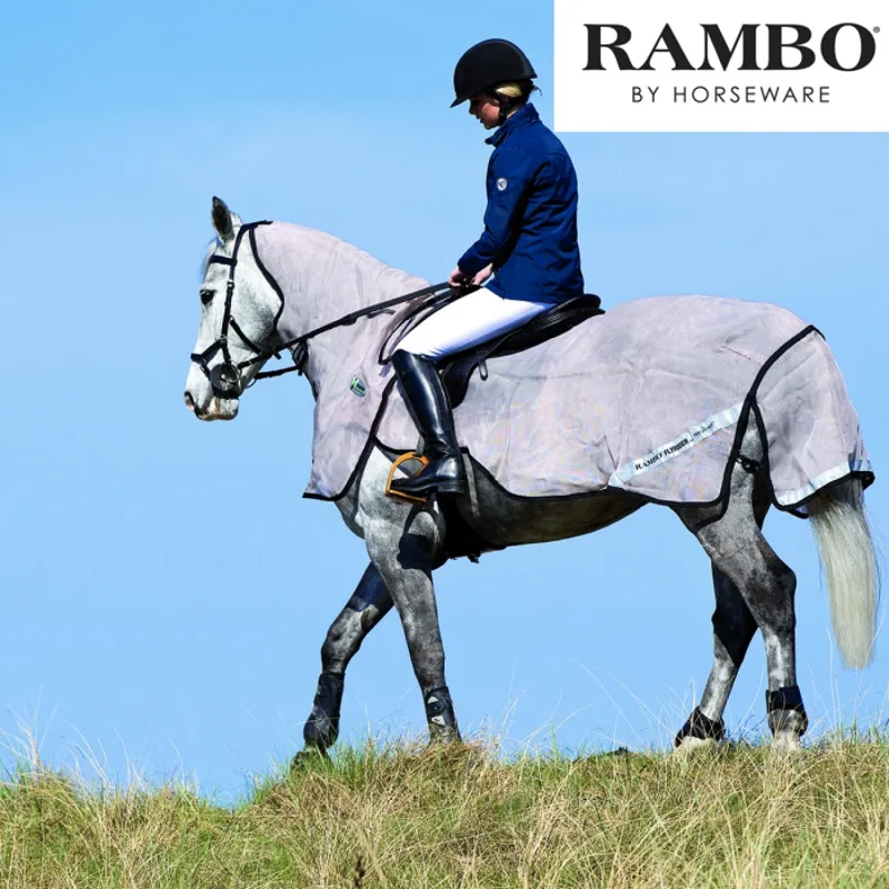 Horseware Rambo Flyrider Ride On Fly Rug with Vamoose - Oatmeal/Black