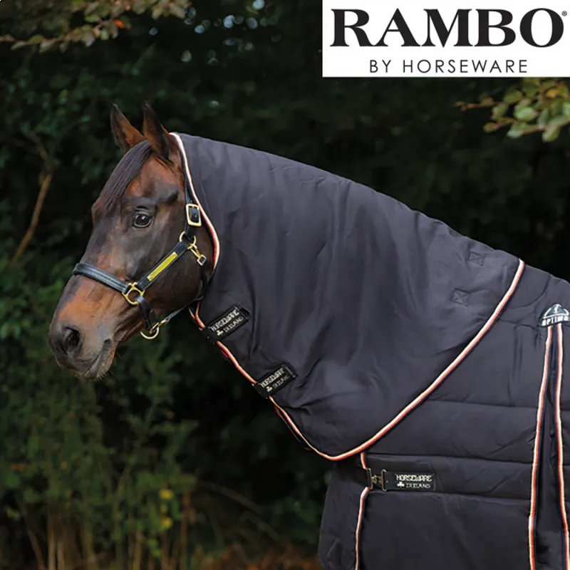 Horseware Rambo Optimo Stable 200g Hood - Black/Tan/Orange