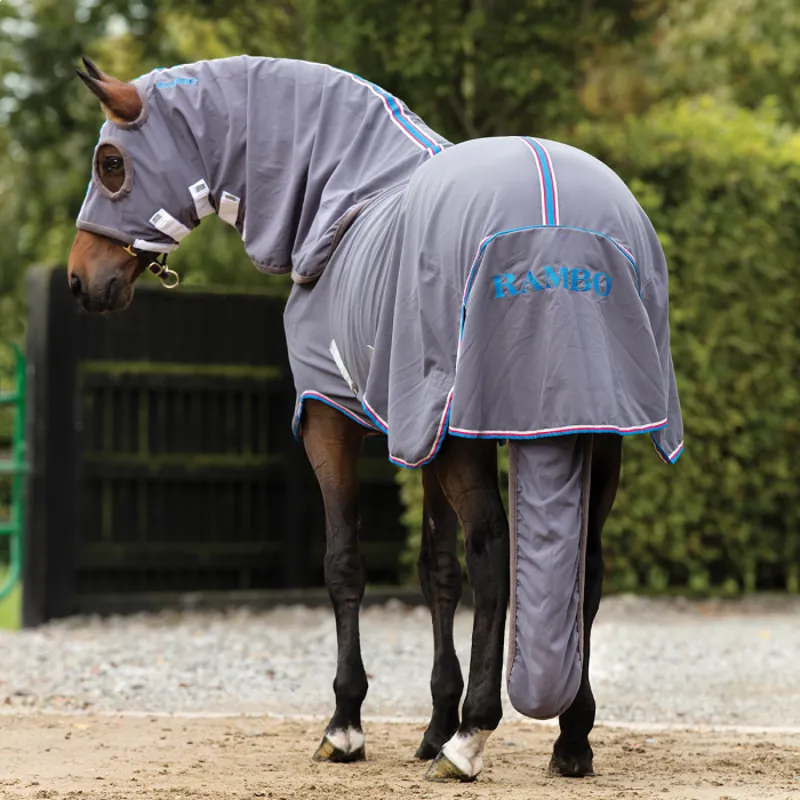 Horseware Rambo Show Set Sheet - Grey/Raspberry/Blue/Silver-1
