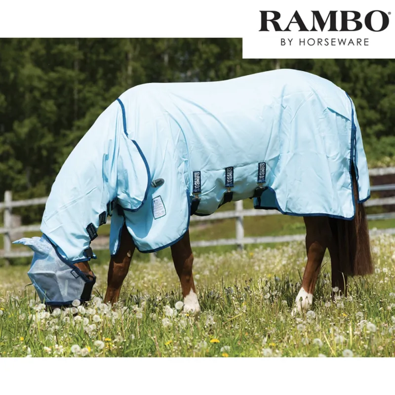 Horseware Rambo Sweetitch Hoody Vamoose Fly Rug - Baby Blue/Navy