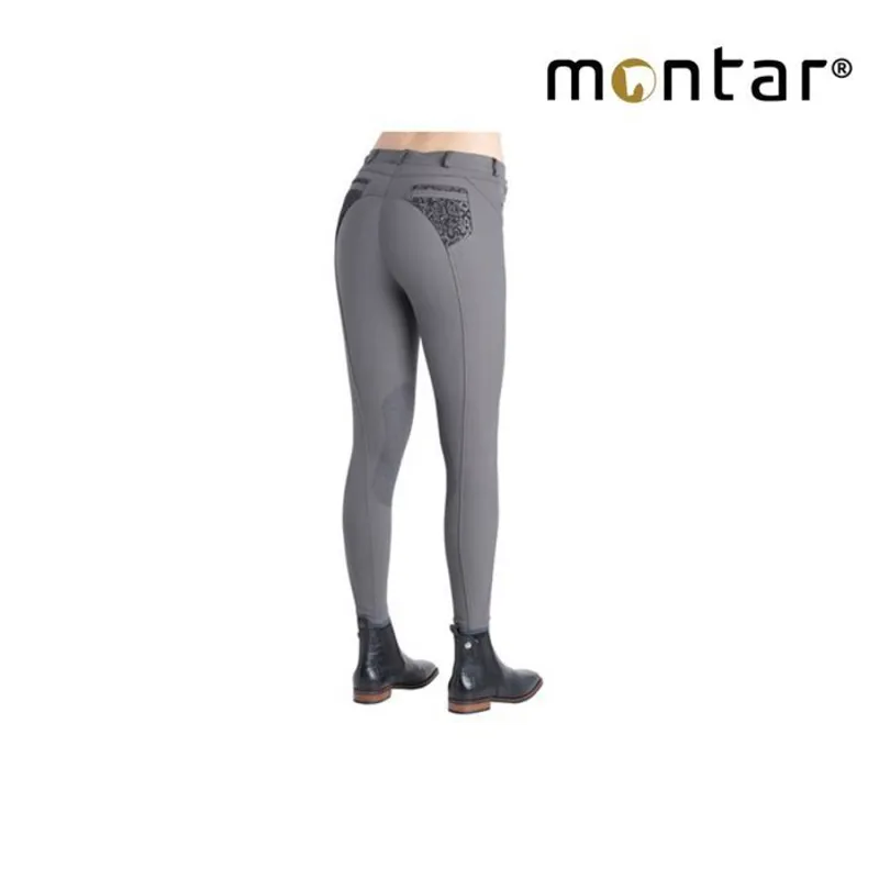 Rebel by Montar Alicia Knee Grip Breeches Snake Pocket - Grey