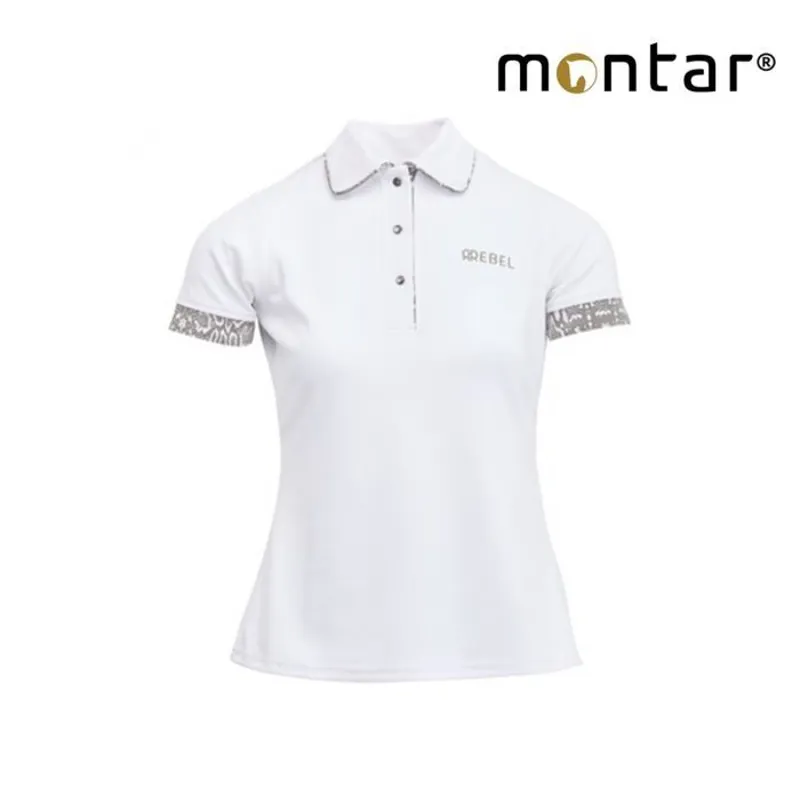 Montar Rebel Jazmin Snake Polo Top - White