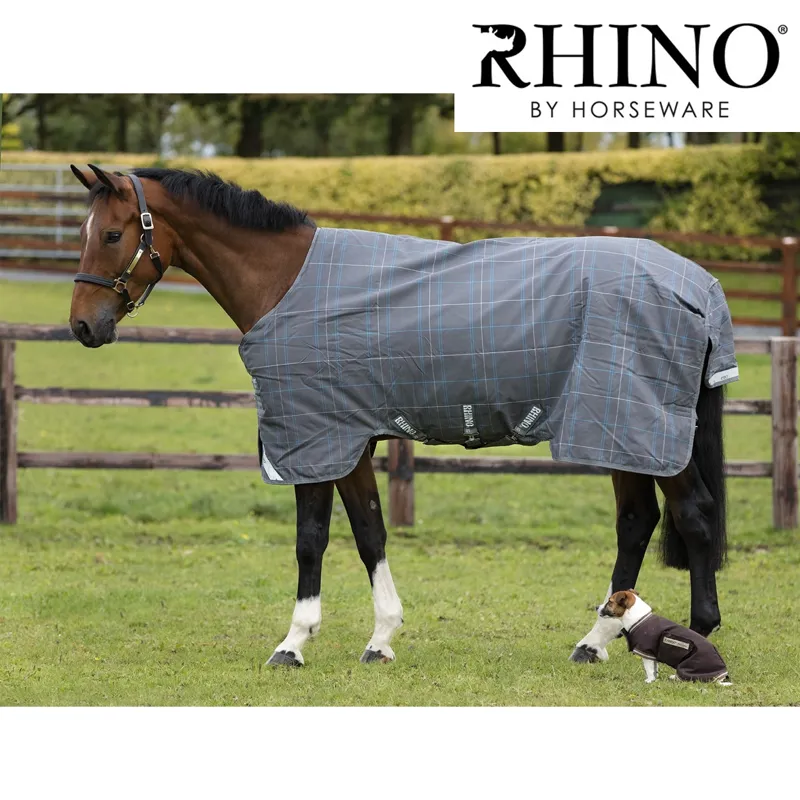Horseware Rhino Original Lite Turnout Rug - Charcoal/Blue/White Check/Grey