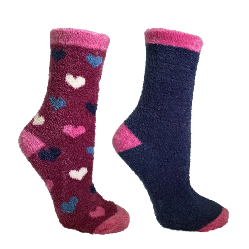 Riding Sock Company Girls Eyelash Yarn Crew Socks - 2 Pack