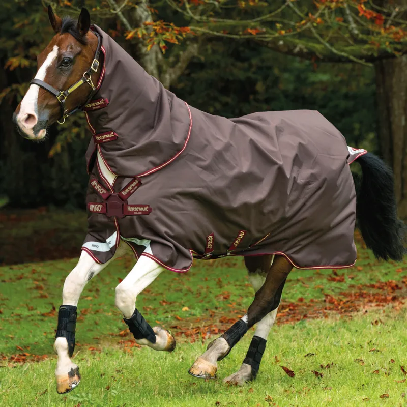 Horseware Amigo Bravo 12 Plus Turnout 100g Turnout Rug - Brown/Red/Gold/Red 