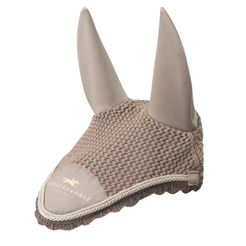 Schockemohle Dynamite Fly Veil With Logo - Dark Brown/Taupe