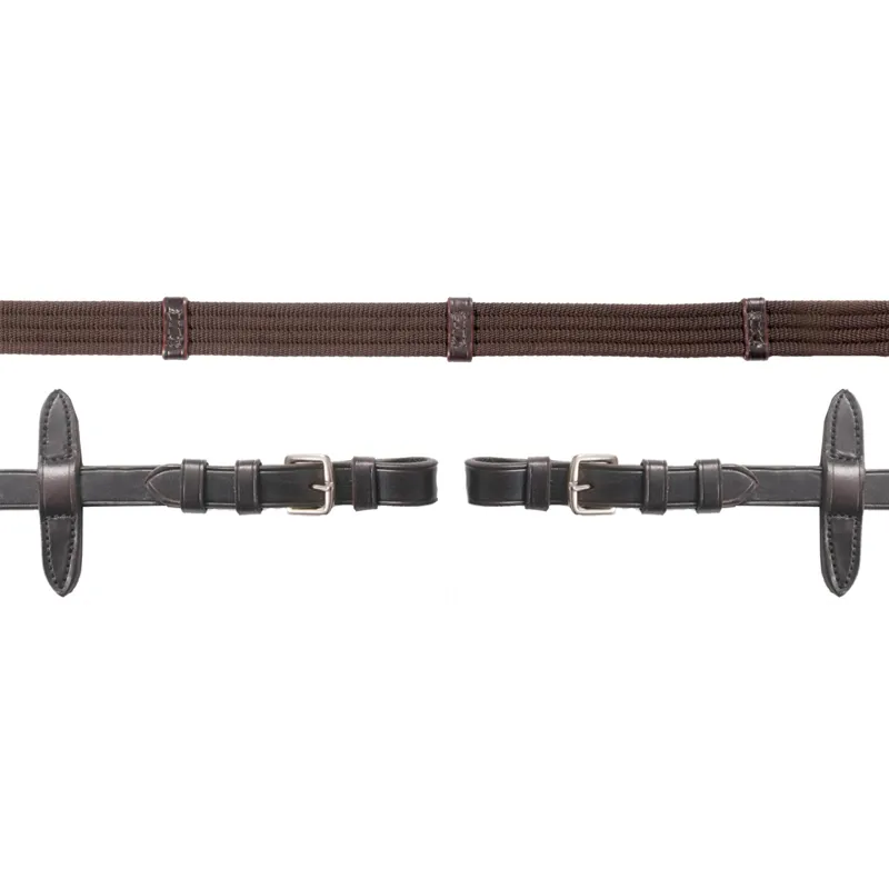 Schockemohle Web Reins with Buckle - Dark Brown/Silver