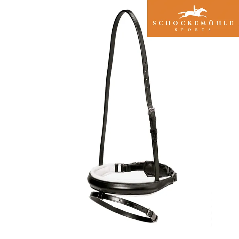 Schockemohle Wide Dished Crank Noseband - Black/White/Silver