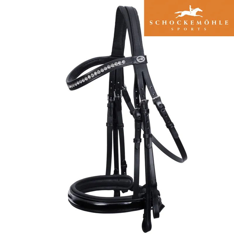 Schockemohle Barcelona Bridle - Black/Patent/Silver