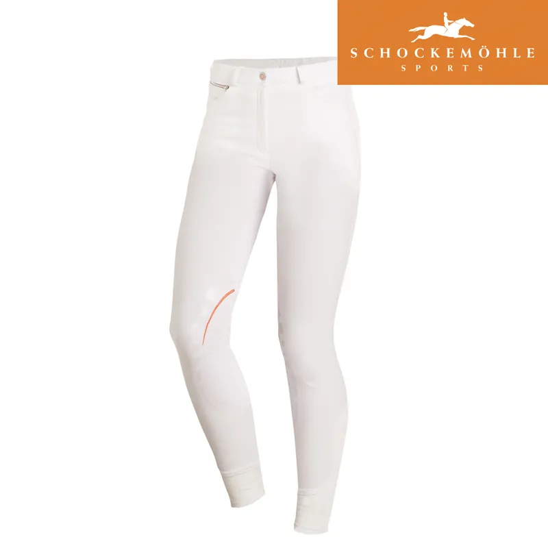 Schockemohle Jumper Libra Grip Knee Patch Ladies Breeches - White
