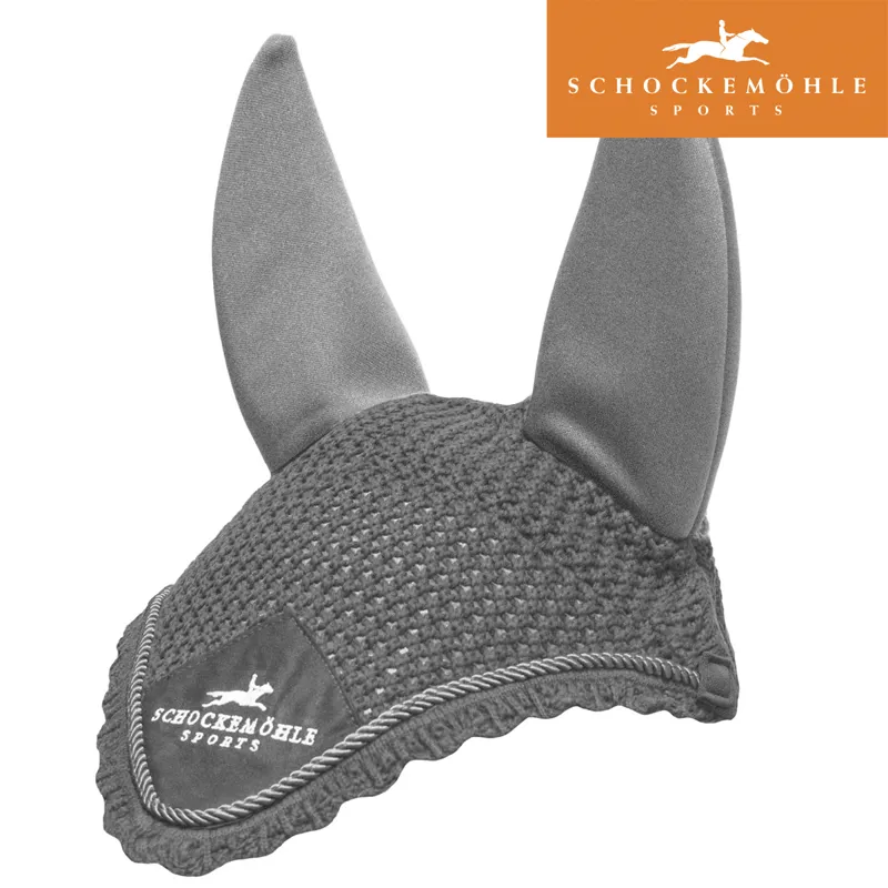 Schockemohle Silent Fly Veil With Logo - Grey Melange