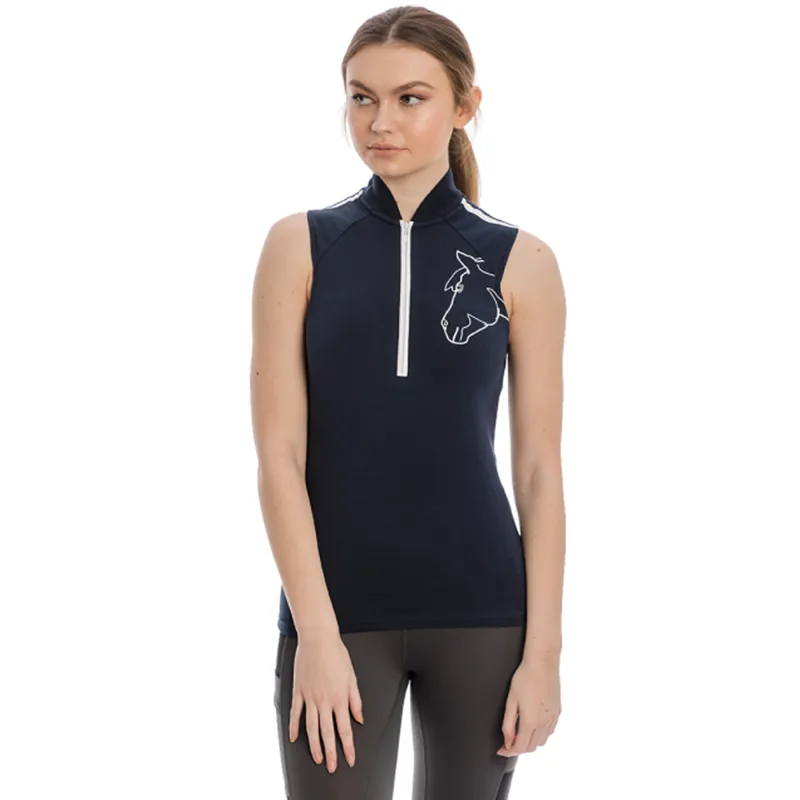 Horseware Sporty Sleeveless Flamboro Polo Shirt - Navy/White