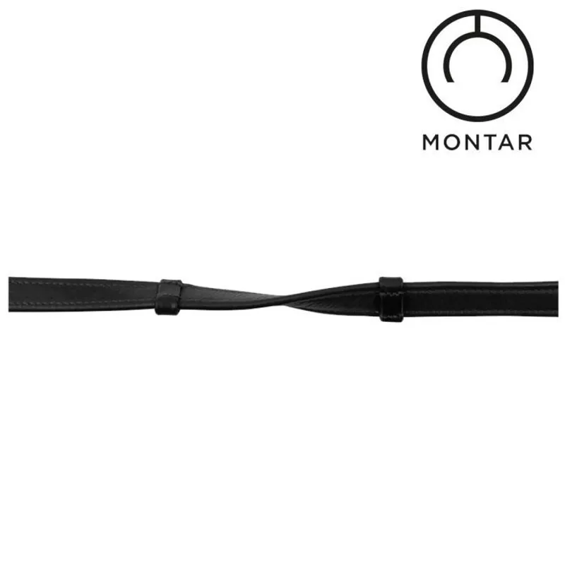 Montar Soft Leather Reins with French Hooks - Black-1