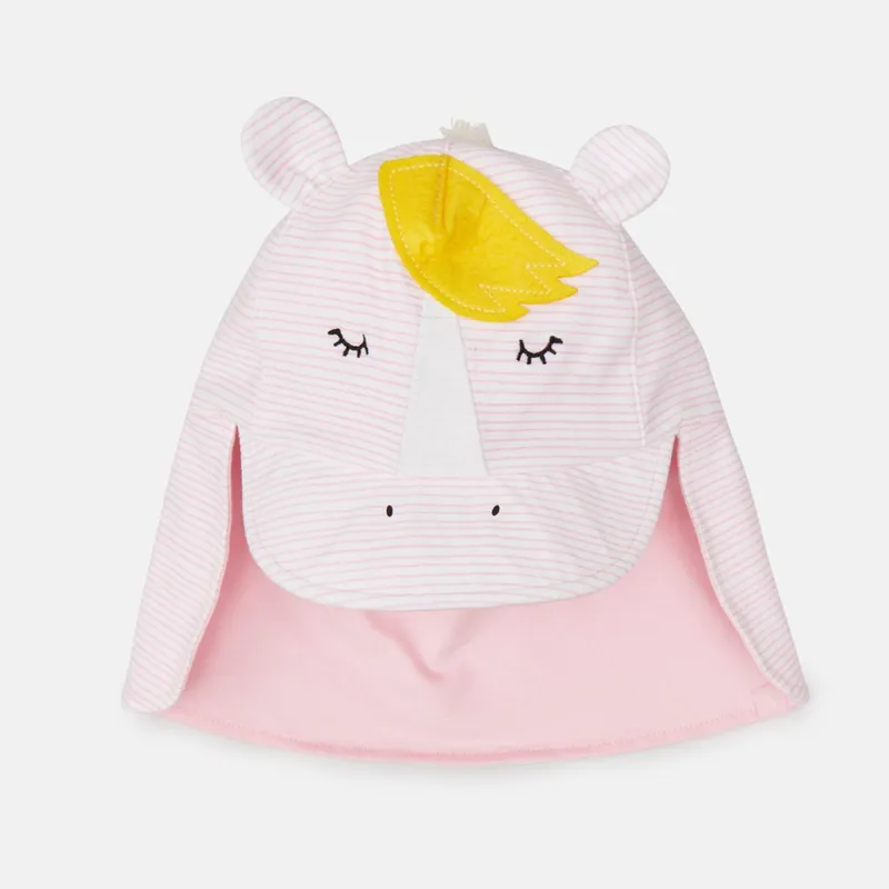 Joules Sun Fun Girls Character Sun Hat - Pink Stripe Horse