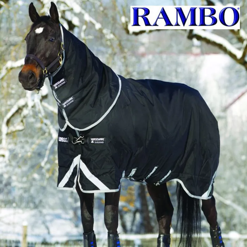 Horseware Rambo Supreme Mediumweight Turnout Rug with Vari-Layer 250g - Black/Silver-1
