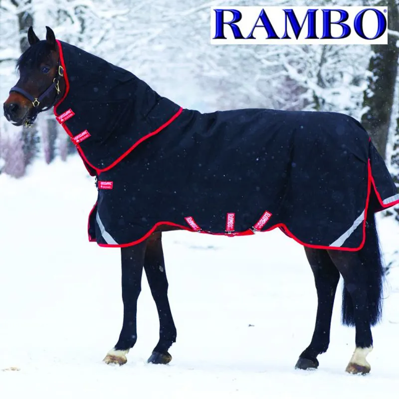 Horseware Rambo Supreme Heavyweight Turnout with Vari-Layer 450g - Black/Red-1