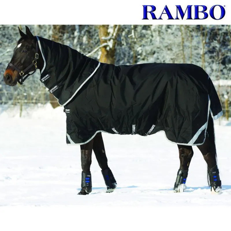 Horseware Rambo Supreme Mediumweight Turnout Rug with Vari-Layer 250g - Black/Silver-2