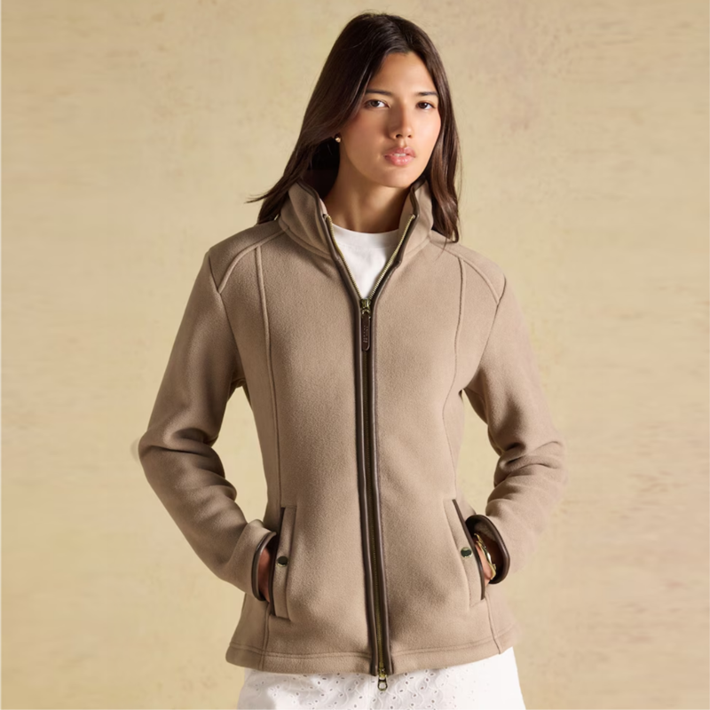 Joules Ladies Heritage Full Zip Fleece - Mink Brown