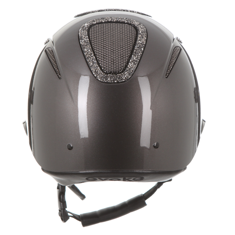Evoke Elara Classic Peak Riding Hat - Metallic Graphite/Marcasite Crystal Frame