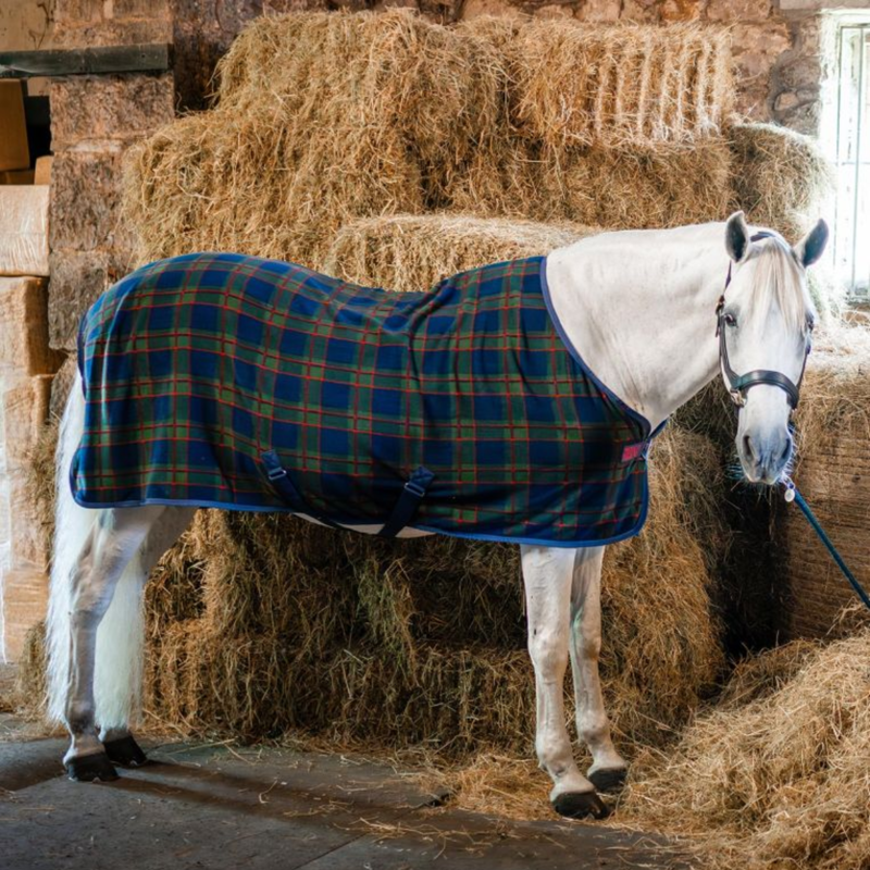Horseware Rhino Check Fleece Cooler - Navy Check/Green/Red -1